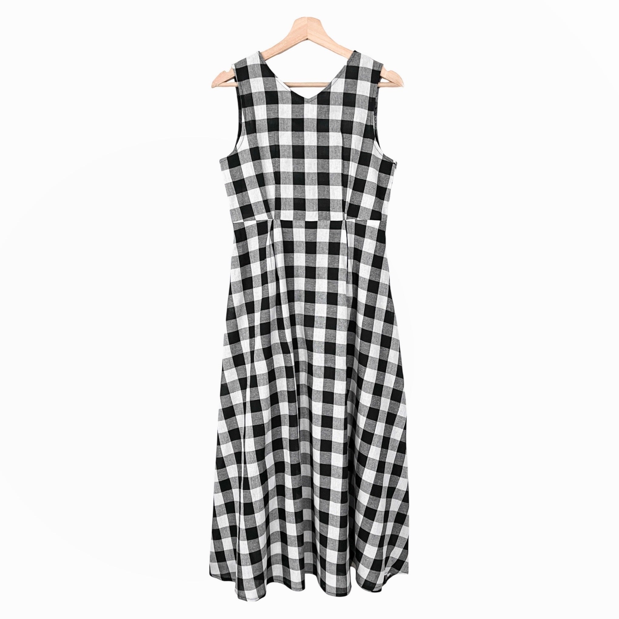 EDIT SHEEN Checked Linen Dress (S3925-7)