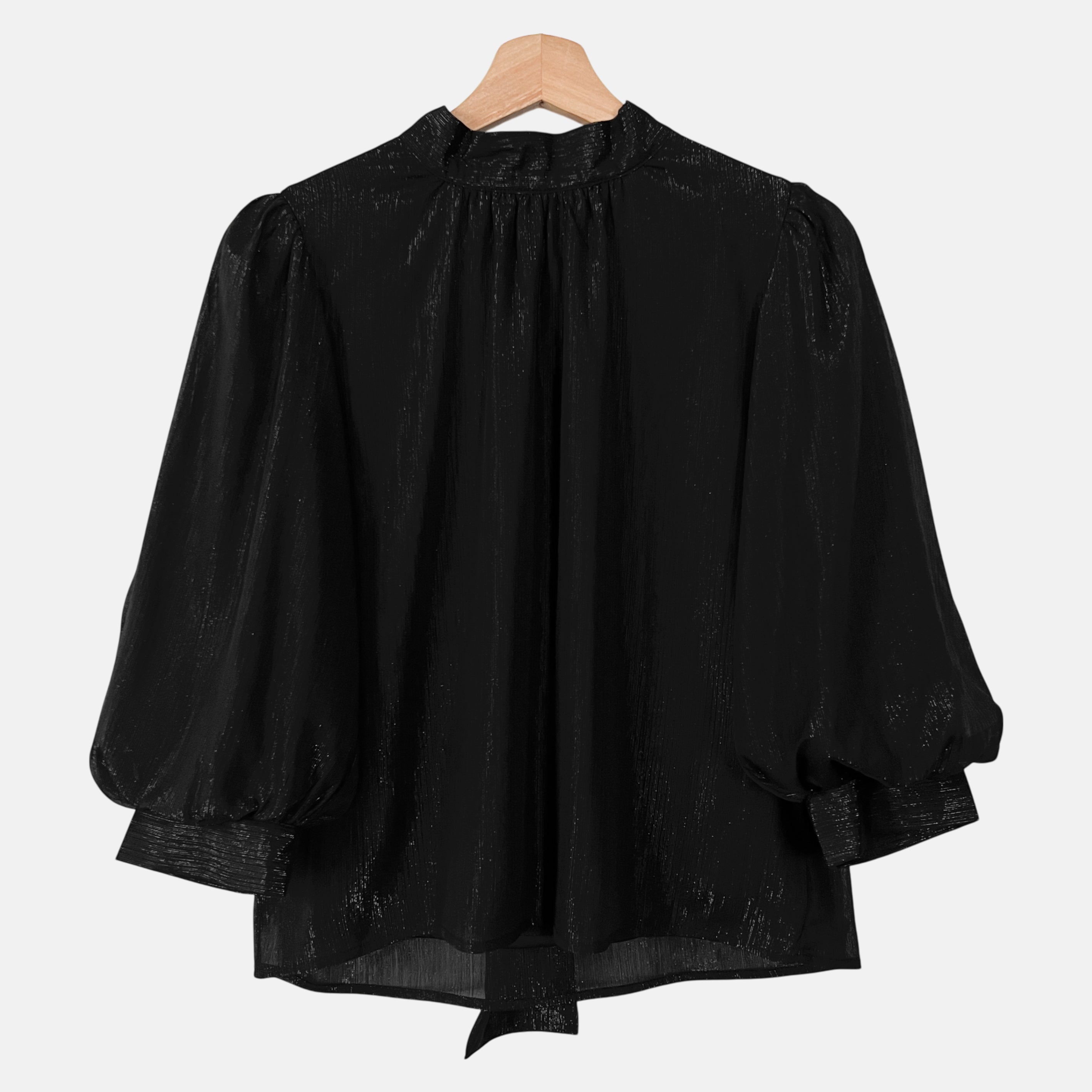 MOUTH VALLEY Shimmer Puff Sleeves Top (B4925-17)
